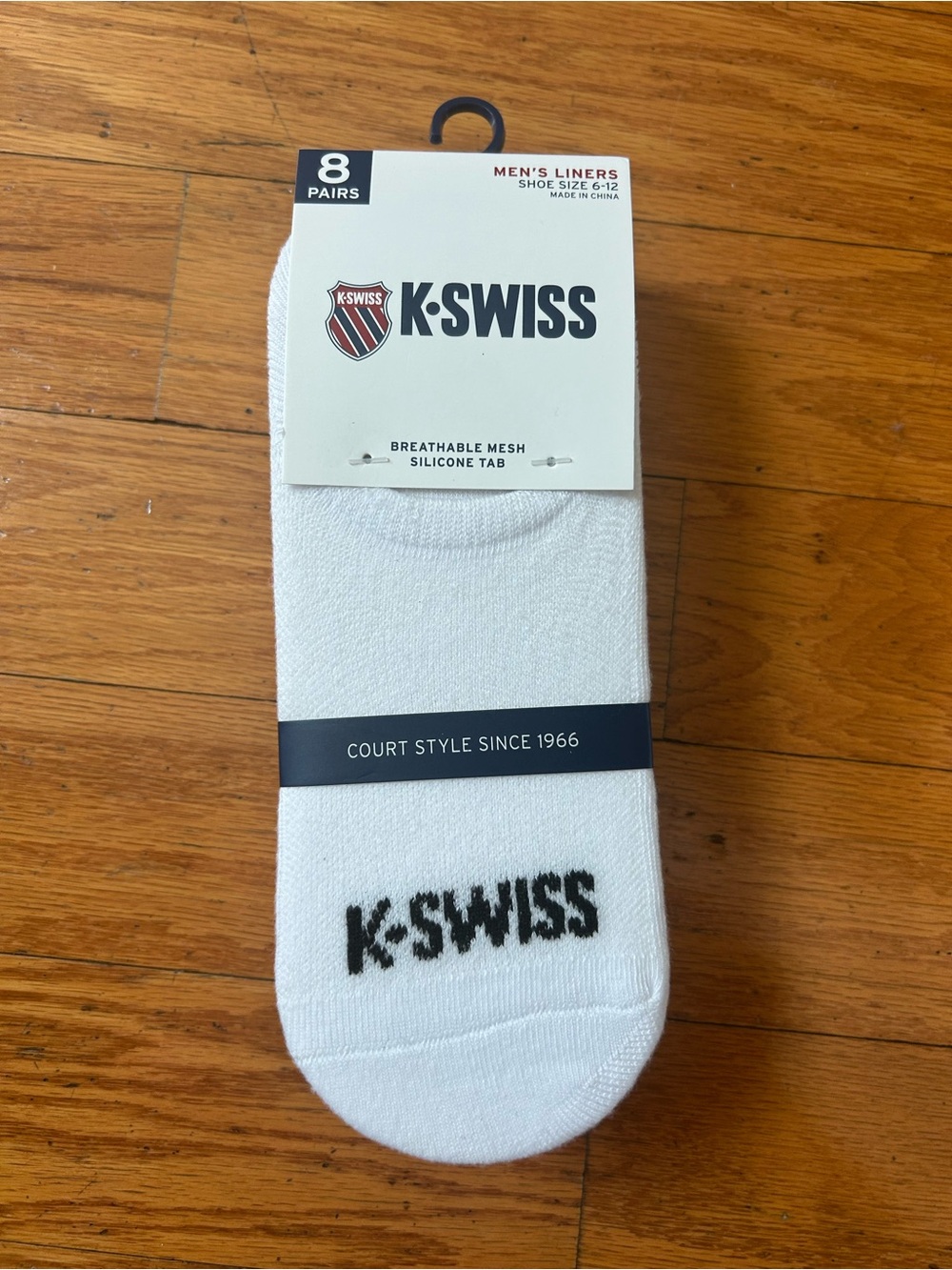 NWT K.Swiss men’s breathable mesh silicone tab liner socks 8 pairs